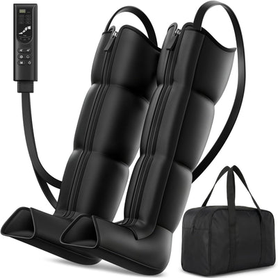 Leg Compression Massager Recovery System - Full-Leg Compression Boots with 8 Intensity 6 Modes for Circulation & Muscle Relief, FSA-HSA Eligible, Gifts for Men & Women, Black Medium