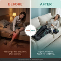 Air Compression Leg Recovery System Foot Massager for Circulation and Relaxation Calf Massage Muscle Pain Relief Device — Before & After