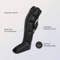 Air Compression Leg Recovery System Foot Massager for Circulation and Relaxation Calf Massage Muscle Pain Relief Device — infographic