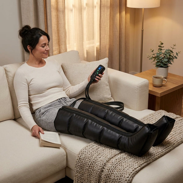 Air Compression Leg Recovery System Designed for Full-Leg Comfort, Multi-Chamber Massage, Adjustable Modes