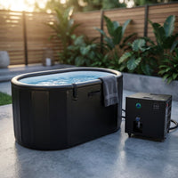 Cold Plunge Tub, 248 Gallon, 1 Horsepower, Heavy-Duty Ice Bath Tub for Athletes with Hot & Cold, Portable Inflatable Plunge Chiller with Water Treatment Kit, Immersion Therapy, Wifi (Black, 1 Set) — Studio Shot