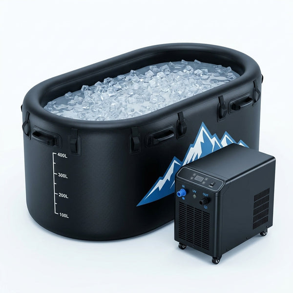 Cold Plunge Tub, 248 Gallon, 1 Horsepower, Heavy-Duty Ice Bath Tub for Athletes with Hot & Cold, Portable Inflatable Plunge Chiller with Water Treatment Kit, Immersion Therapy, Wifi (Black, 1 Set) — Studio Shot