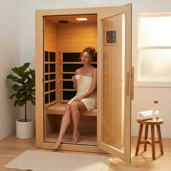 Infrared Sauna Built for Home Wellness, European Aspen Wood, 905W Low EMF, Bluetooth Speakers