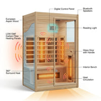 Far Infrared Sauna European Aspen Wood 1 Person Infrared Sauna for Home 905W Low EMF Mini Indoor Sauna with Bluetooth Speakers, Right Door — How It Works