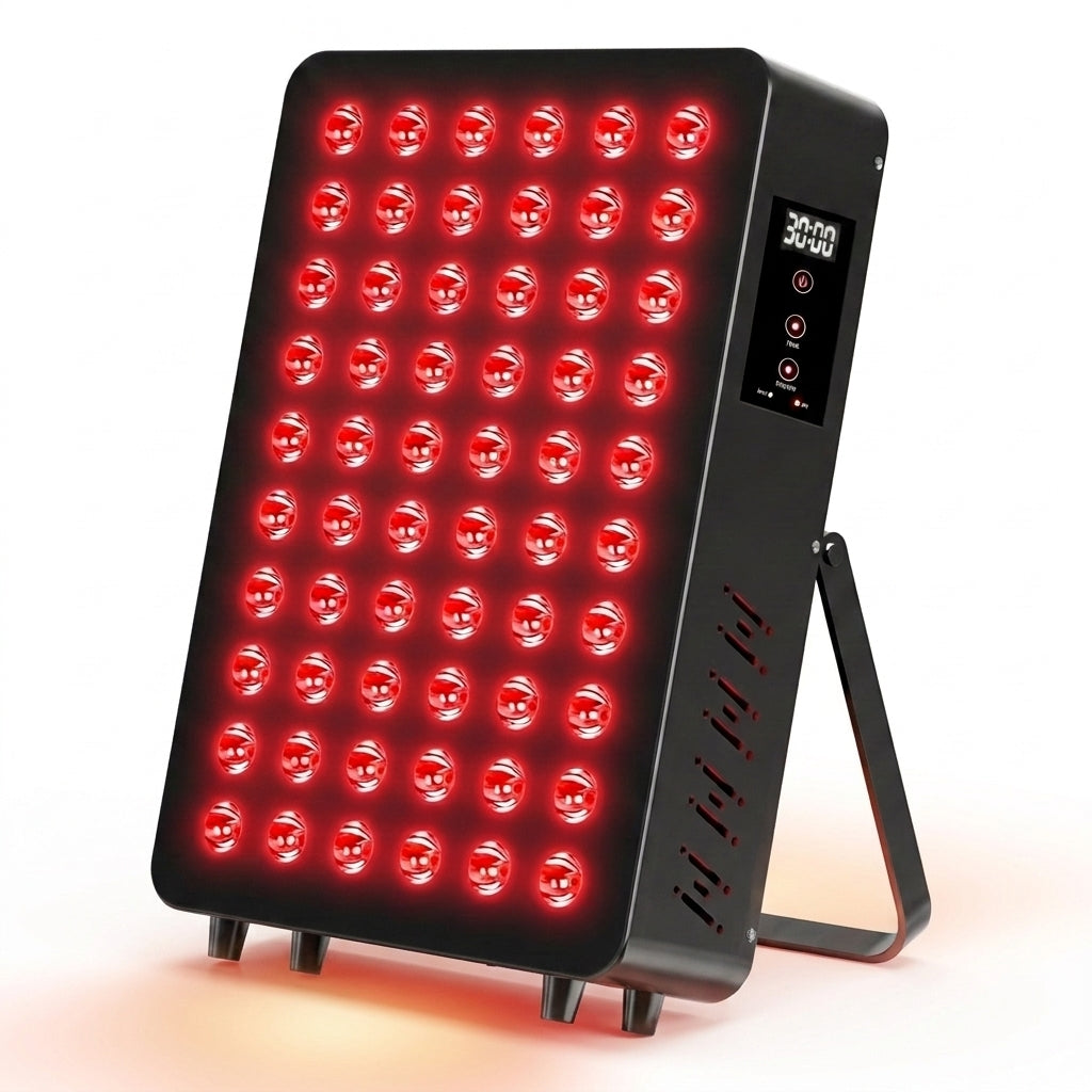 Red Light Therapy Panel, 660Nm Red & 850Nm near Infrared Light Therapy Device for Body Face with 60 Dual Chip Leds, Timer, Adjustable Stand & Hidden Handle,Upgraded High Power Red Light Therapy Device — Studio Shot